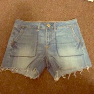 American Eagle Light Wash Denim Frayed Shorts